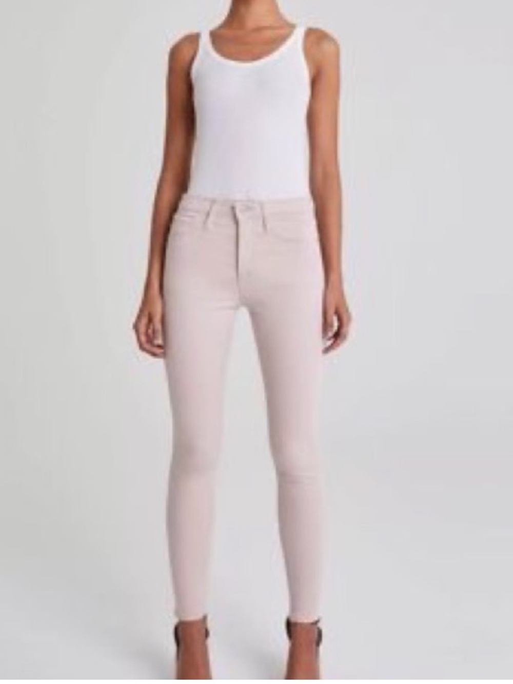 Ag Adriano Goldschmied Farrah Ankle Seamless Skinny Jeans in Pale Pink NWT Sz 25